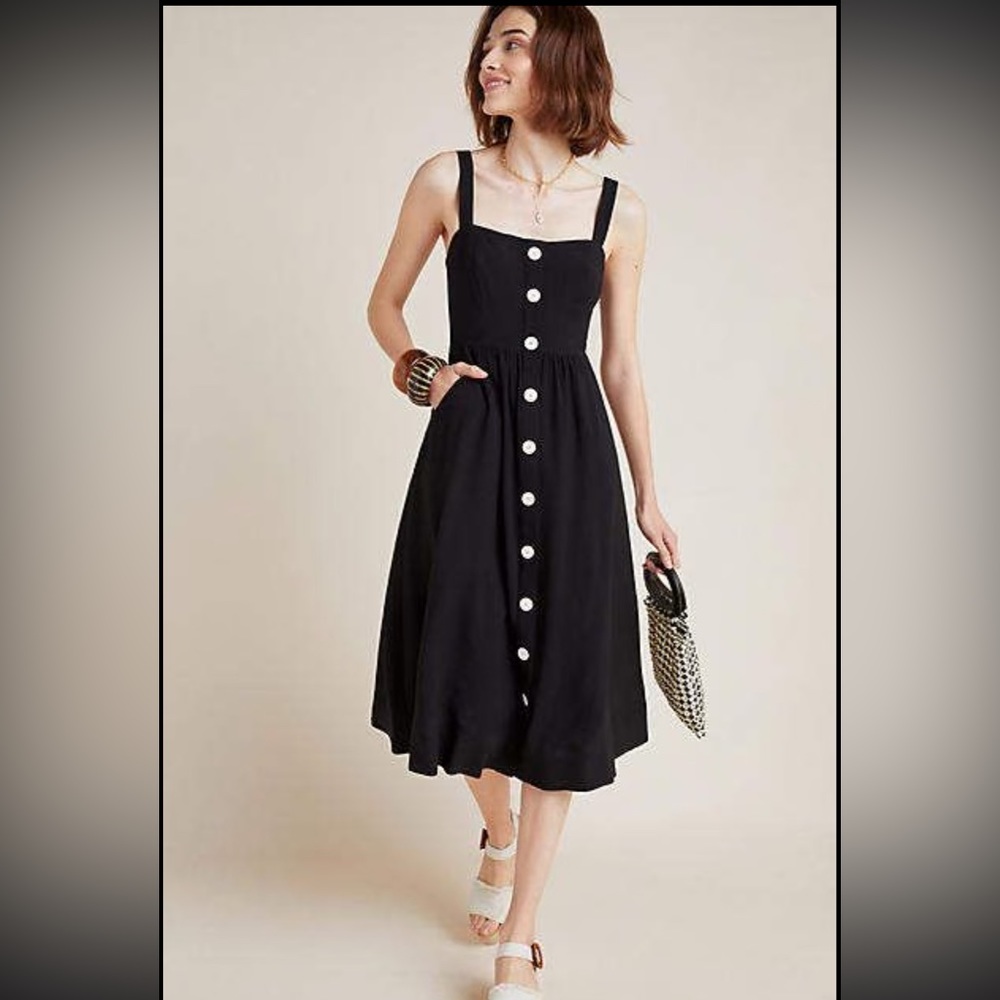 Anthropologie Maeve Rosemary Midi Dress Button Down